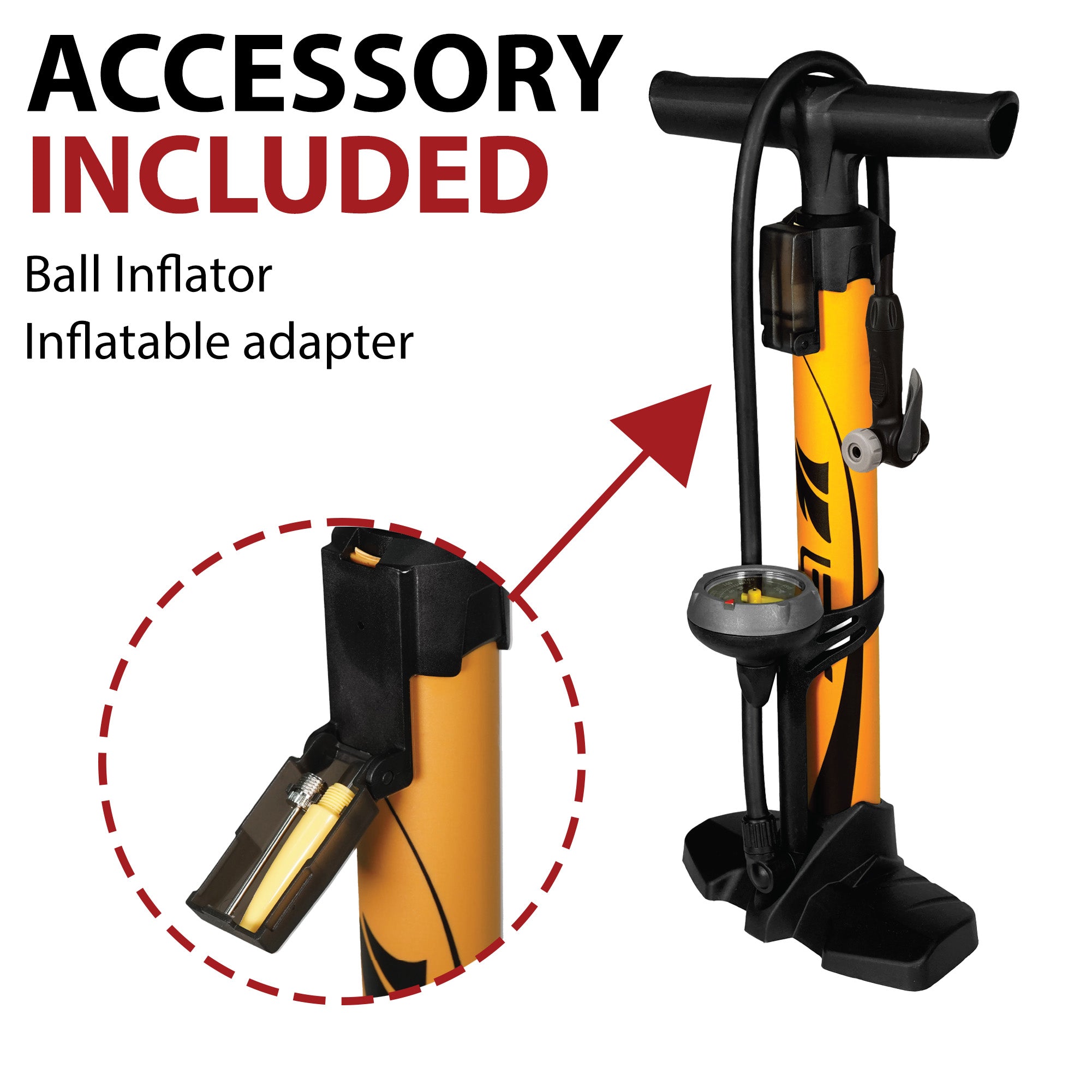 Includes Ball Inflator Accessory