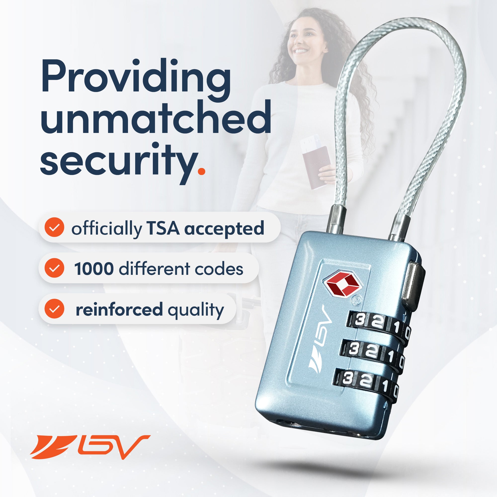 BV TSA008 Advanced Luggage Lock Suitcase Travel Lock (Arctic Blue, 2 Pack)