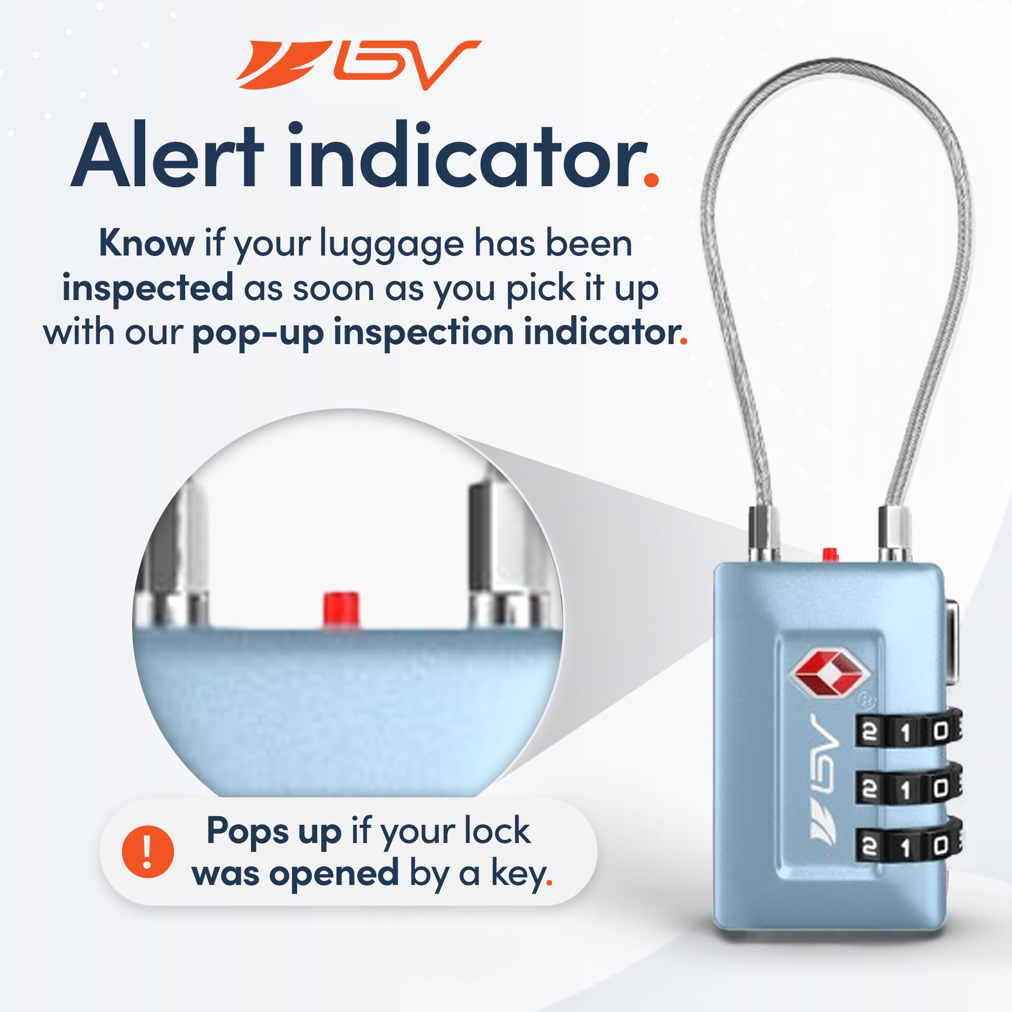 BV TSA008 Advanced Luggage Lock Suitcase Travel Lock (Arctic Blue, 2 Pack)