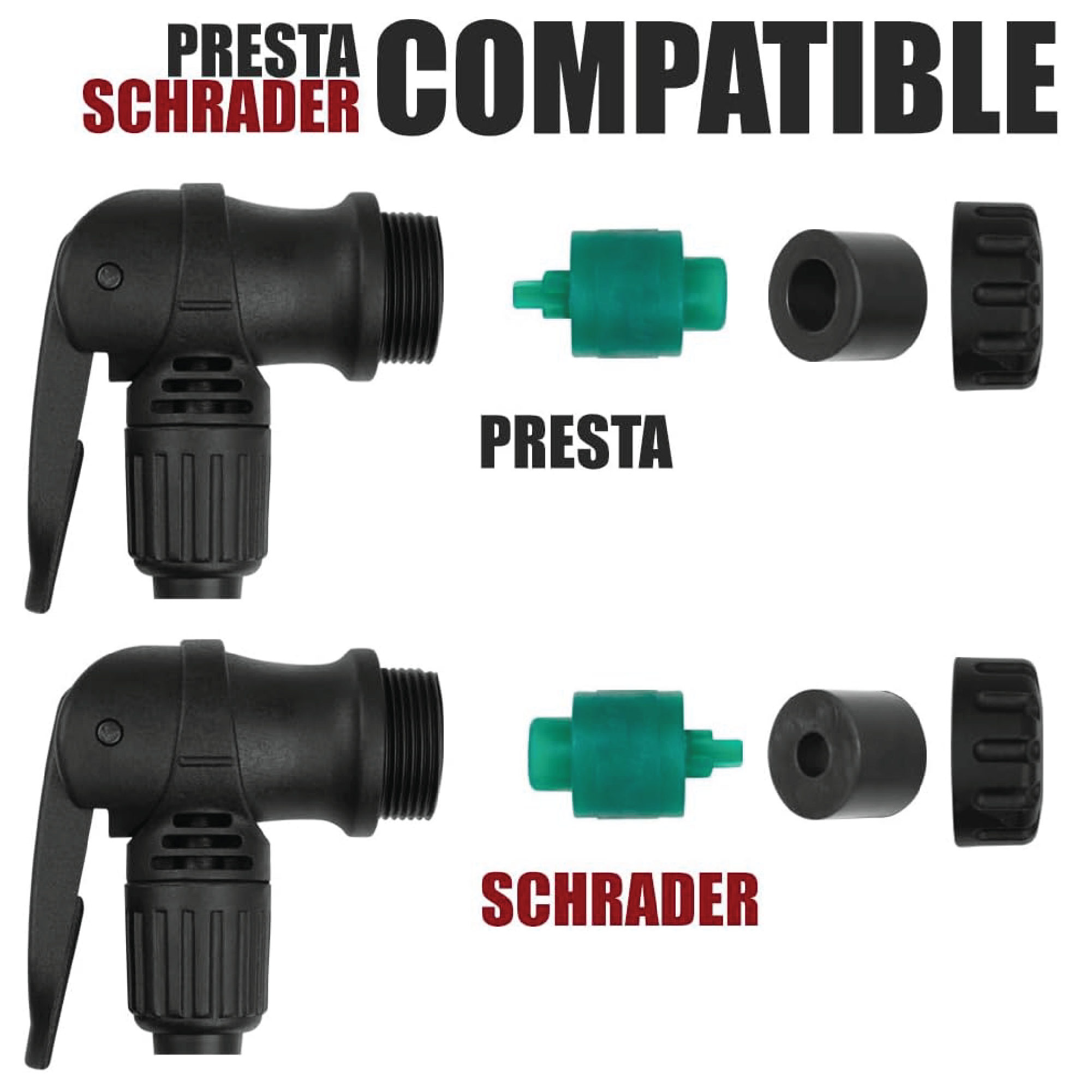 Pump has Presta and Schrader Compatibility