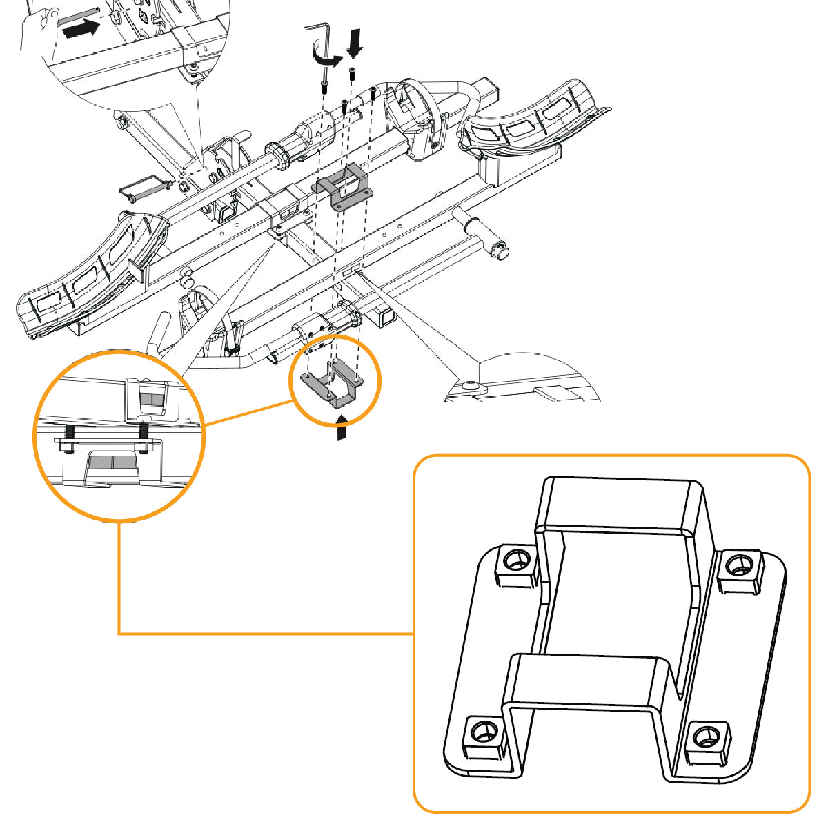 BV Hitch Rack  FT Series Connection Steel Plate with Nuts | BV-HR-FT-CPN