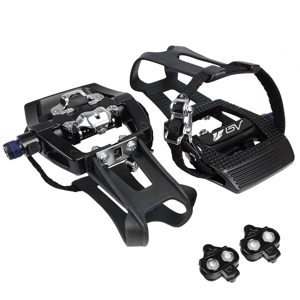 shimano spd pedale cleats BV Bike 9/16" Pedals with Toe Clips