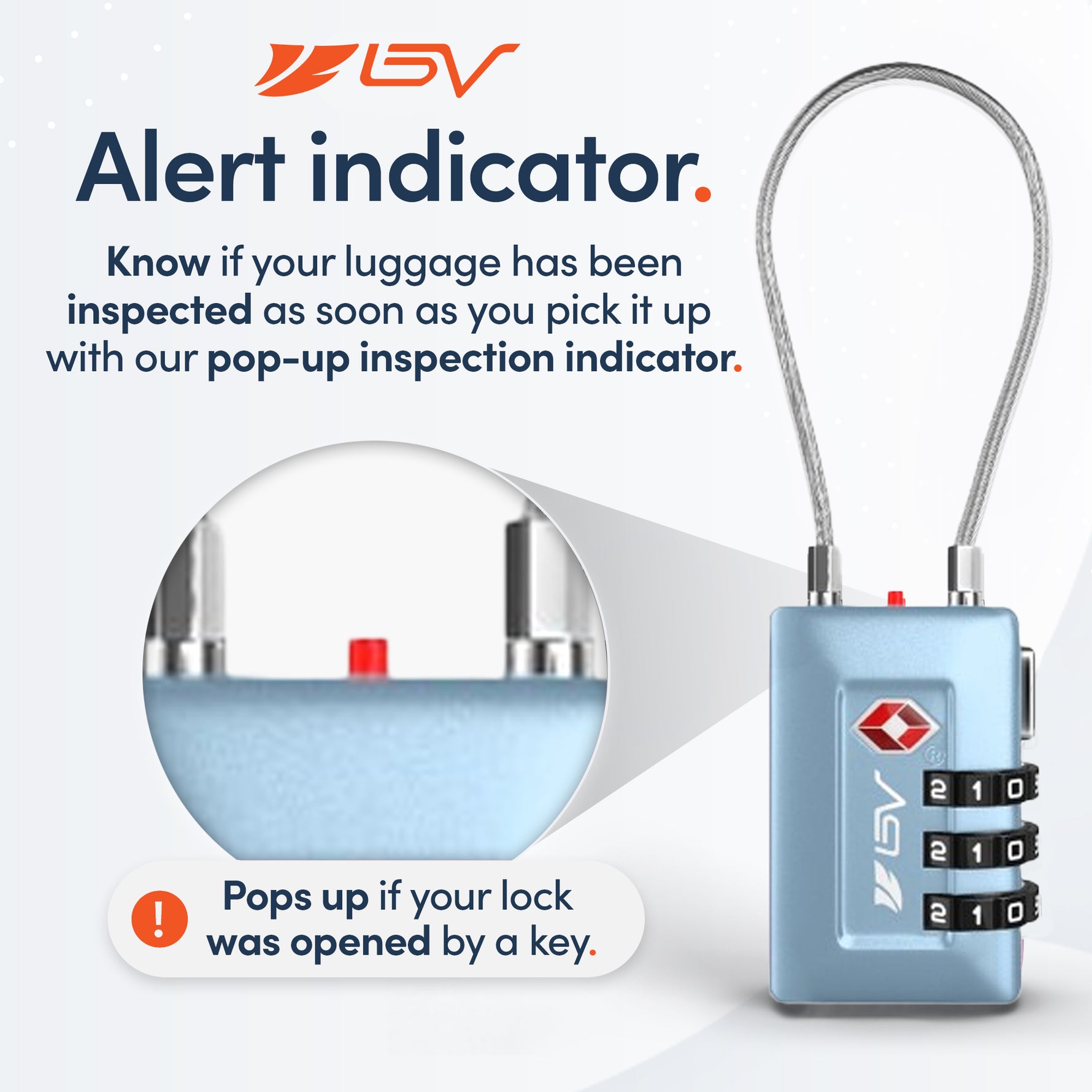 BV TSA008 Advanced Luggage Lock Suitcase Travel Lock (Arctic Blue, 2 Pack)
