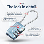 BV TSA008 Advanced Luggage Lock Suitcase Travel Lock (Arctic Blue, 2 Pack)