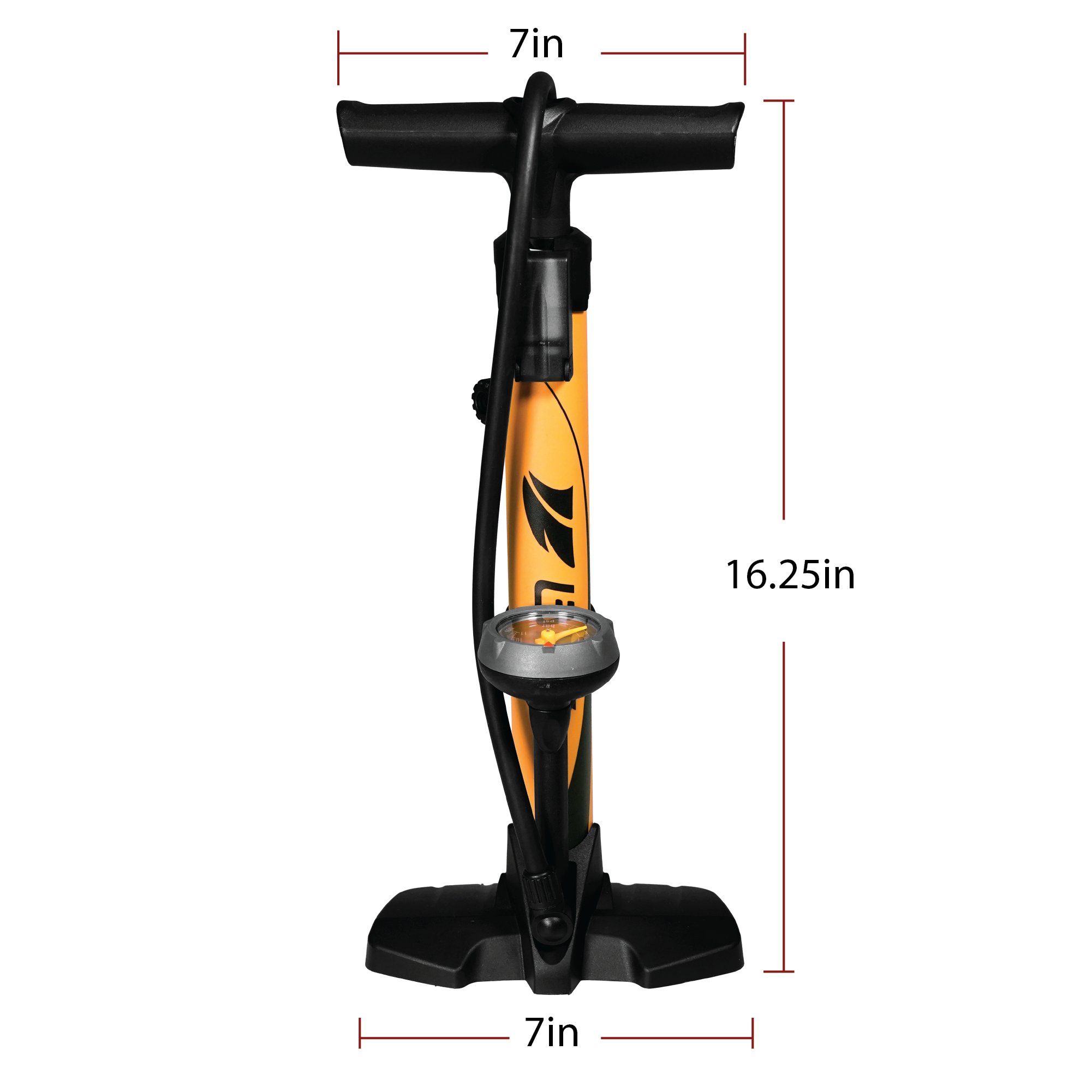 BV Bike Floor Pump 160 PSI High Pressure 17 inch Petite BV GF55S YL