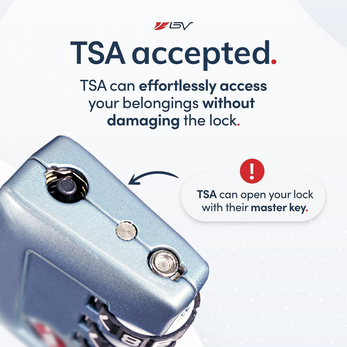 BV TSA008 Advanced Luggage Lock Suitcase Travel Lock (Arctic Blue, 2 Pack)