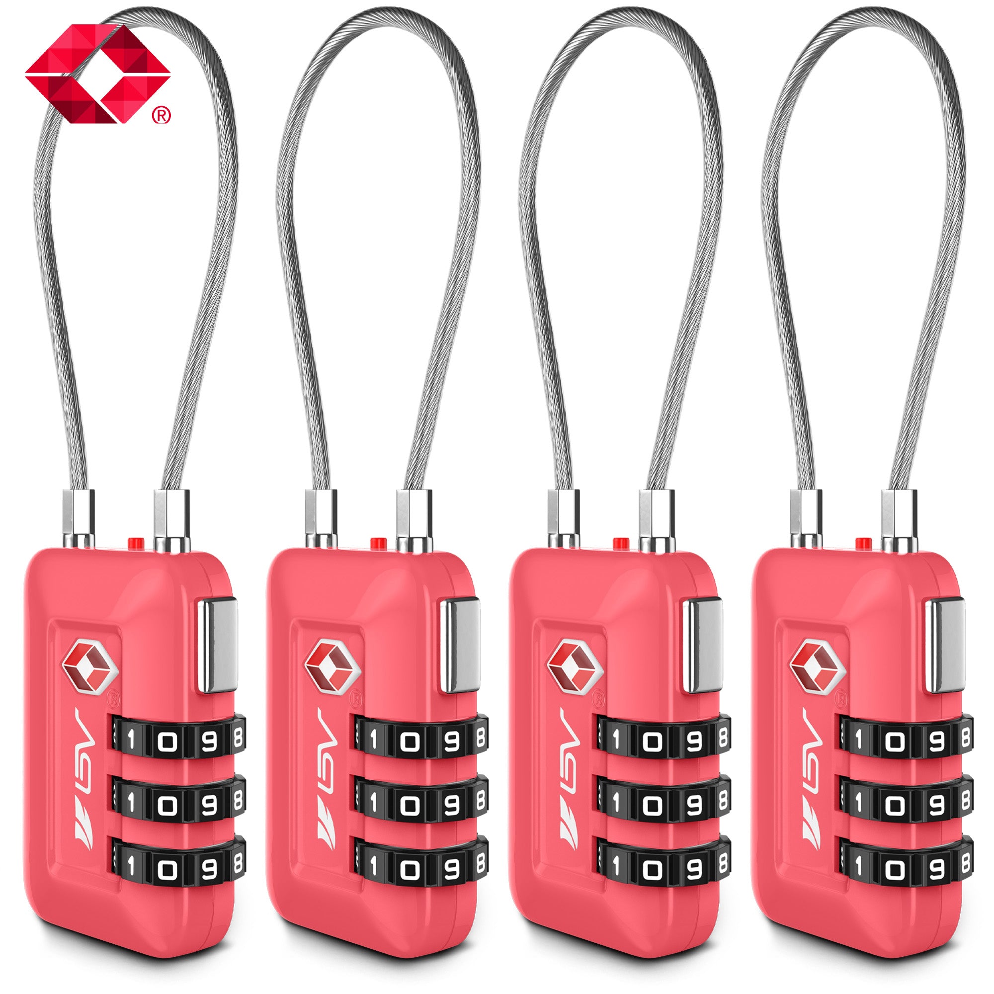 Pink Travel Lock 4 Pack