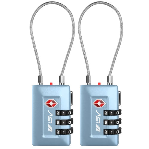 BV TSA008 Advanced Luggage Lock Suitcase Travel Lock (Arctic Blue, 2 Pack)
