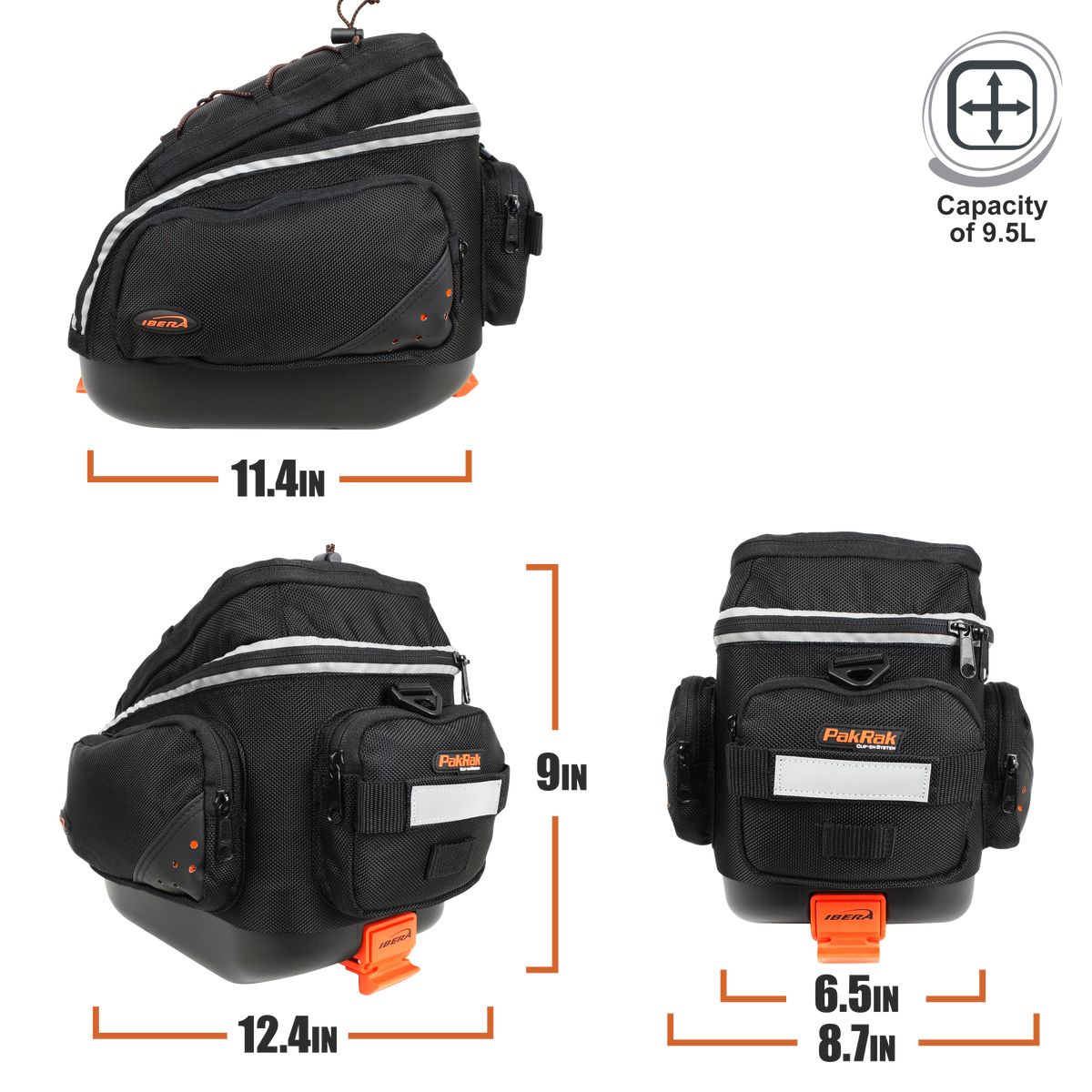 IBERA PakRak Mini Commuter Trunk Bag 9.5L | Quick Release IBERA PakRak Mini Commuter Trunk Bag 9.5L | Quick Release