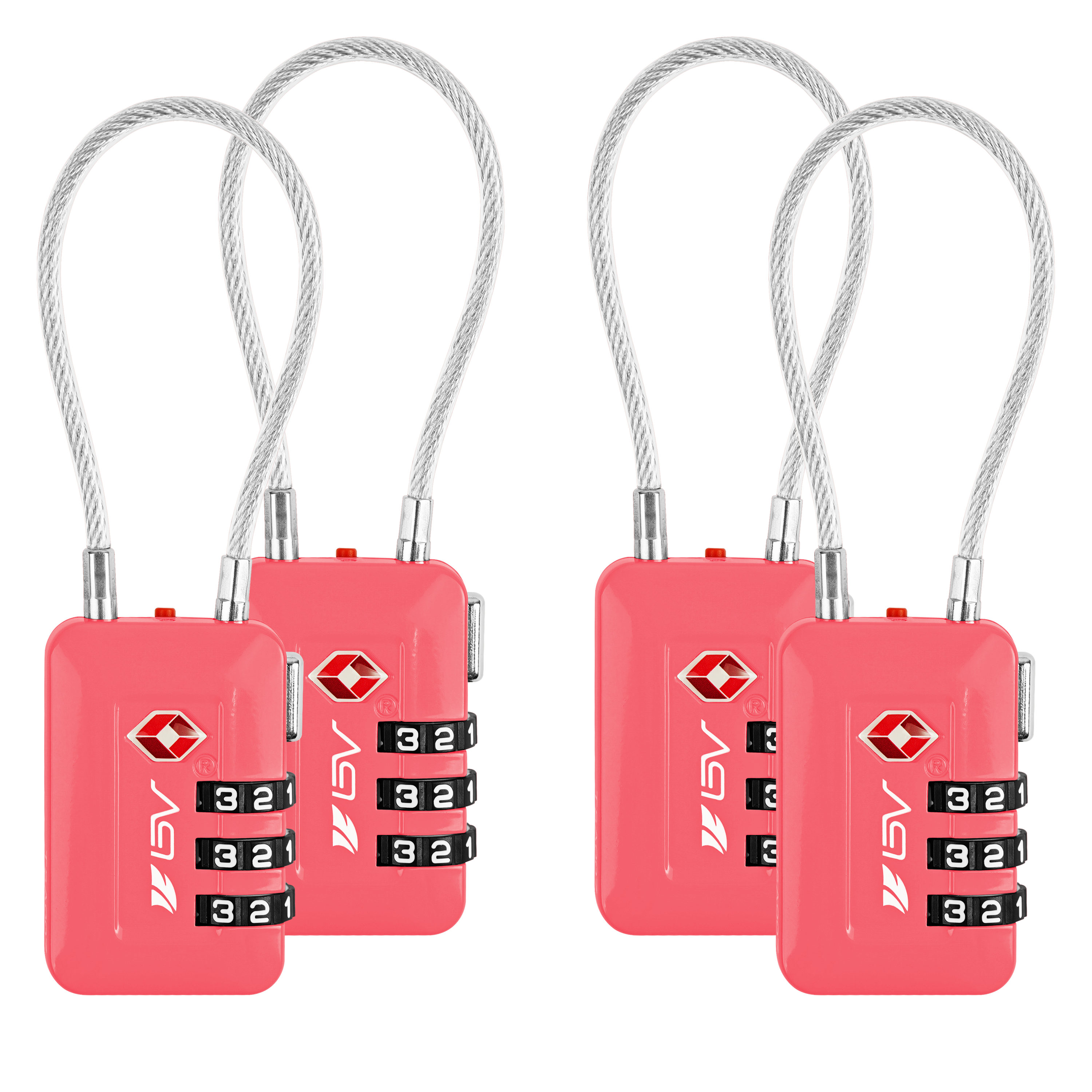 Pink Travel Lock 4 Pack