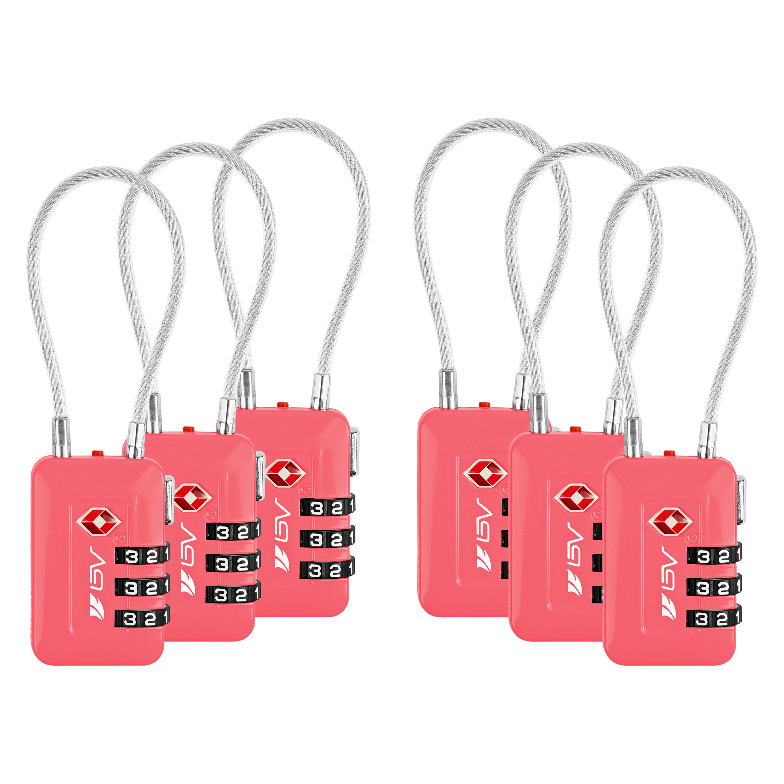 Pink Travel Lock 6 Pack